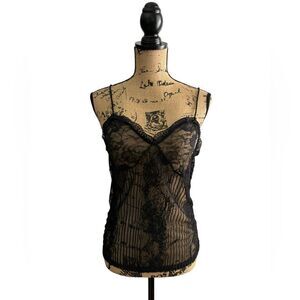 SHEIN Plus Black Sheer Lace Bustier Cami Top Size 0XL NWOT 10 378